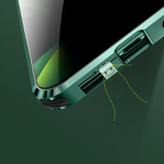 Stoßfestes, magnetisches Metallrahmen-Gehäuse mit vier Ecken und Anti-Peeping-Funktion, doppelseitiges gehärtetes Glasgehäuse, für iPhone 11 Pro, für iPhone 11, für iPhone 11 Pro Max, für iPhone 12 Mini, für iPhone 12