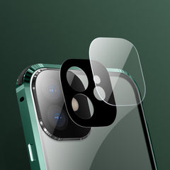 Stoßfestes, magnetisches Metallrahmen-Gehäuse mit vier Ecken und Anti-Peeping-Funktion, doppelseitiges gehärtetes Glasgehäuse, für iPhone 11 Pro, für iPhone 11, für iPhone 11 Pro Max, für iPhone 12 Mini, für iPhone 12