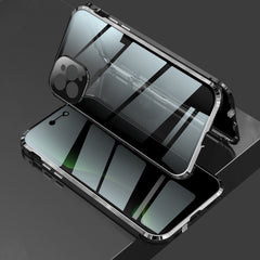 Stoßfestes, magnetisches Metallrahmen-Gehäuse mit vier Ecken und Anti-Peeping-Funktion, doppelseitiges gehärtetes Glasgehäuse, für iPhone 11 Pro, für iPhone 11, für iPhone 11 Pro Max, für iPhone 12 Mini, für iPhone 12