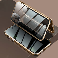 Stoßfestes, magnetisches Metallrahmen-Gehäuse mit vier Ecken und Anti-Peeping-Funktion, doppelseitiges gehärtetes Glasgehäuse, für iPhone 11 Pro, für iPhone 11, für iPhone 11 Pro Max, für iPhone 12 Mini, für iPhone 12