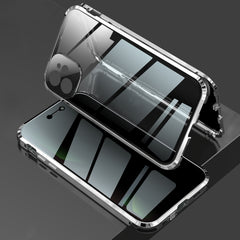 Stoßfestes, magnetisches Metallrahmen-Gehäuse mit vier Ecken und Anti-Peeping-Funktion, doppelseitiges gehärtetes Glasgehäuse, für iPhone 11 Pro, für iPhone 11, für iPhone 11 Pro Max, für iPhone 12 Mini, für iPhone 12