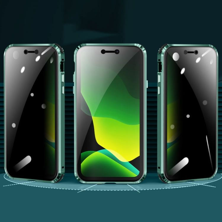 Stoßfestes, magnetisches Metallrahmen-Gehäuse mit vier Ecken und Anti-Peeping-Funktion, doppelseitiges gehärtetes Glasgehäuse, für iPhone 11 Pro, für iPhone 11, für iPhone 11 Pro Max, für iPhone 12 Mini, für iPhone 12