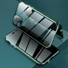 Stoßfestes, magnetisches Metallrahmen-Gehäuse mit vier Ecken und Anti-Peeping-Funktion, doppelseitiges gehärtetes Glasgehäuse, für iPhone 11 Pro, für iPhone 11, für iPhone 11 Pro Max, für iPhone 12 Mini, für iPhone 12