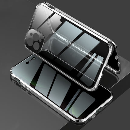 Four-corner Shockproof Anti-peeping Magnetic Metal Frame Double-sided Tempered Glass Case