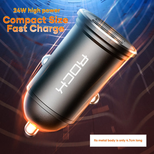 ROCK H11 4.8A 24W Mini Dual USB Car Charger, H11
