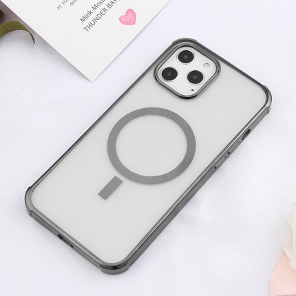 Straight Side Laser Plating Full Coverage Clear TPU Shockproof Magsafe Case, For iPhone 12 Pro Max
