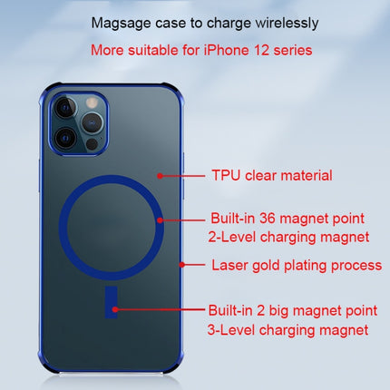 Straight Side Laser Plating Full Coverage Clear TPU Shockproof Magsafe Case, For iPhone 12 Pro Max