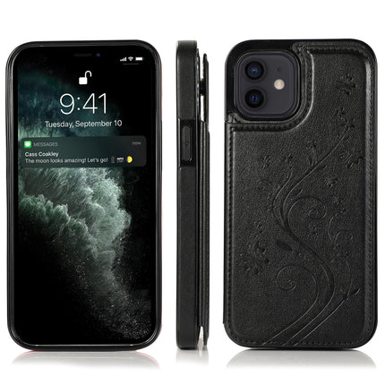 Butterflies Flowers Double Buckle PU + TPU Protective Case with Holder & Card Slots & Photo Frame, For iPhone 12 mini, For iPhone 12 / 12 Pro