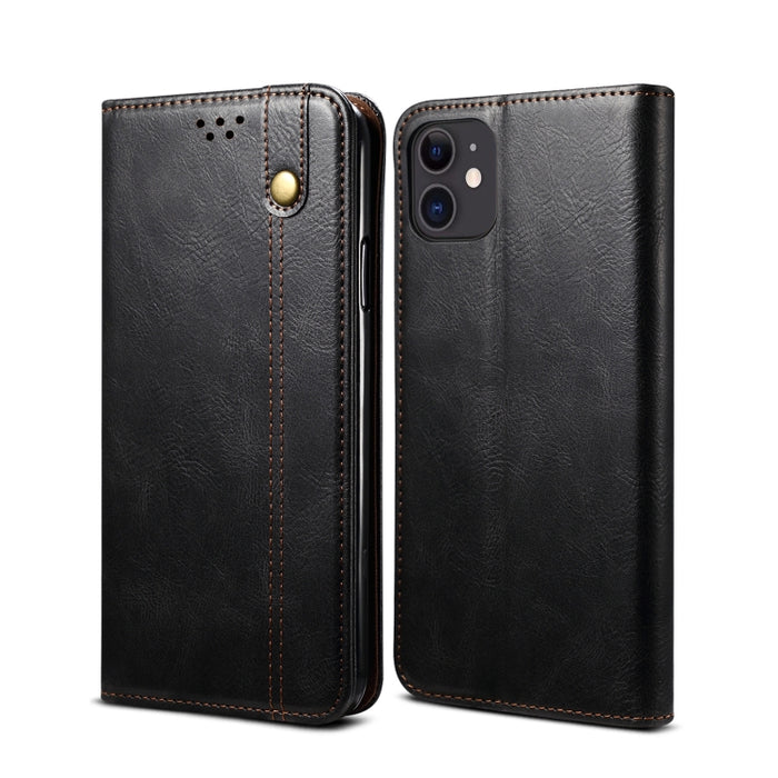 Einfaches horizontales Flip-Lederetui mit Wachs-Crazy-Horse-Textur, Kartenfächern und Geldbörse, für iPhone 11, für iPhone 11 Pro, für iPhone 11 Pro Max, für iPhone 12 Mini, für iPhone 12/12 Pro, für iPhone 12 Pro Max, für iPhone XR, für iPhone XS/X