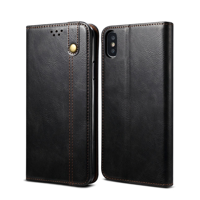 Simple Wax Crazy Horse Texture Horizontal Flip Leather Case with Card Slots & Wallet, For iPhone XR, For iPhone XS / X, For iPhone XS Max