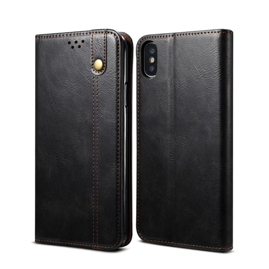 Simple Wax Crazy Horse Texture Horizontal Flip Leather Case with Card Slots & Wallet, For iPhone XS Max