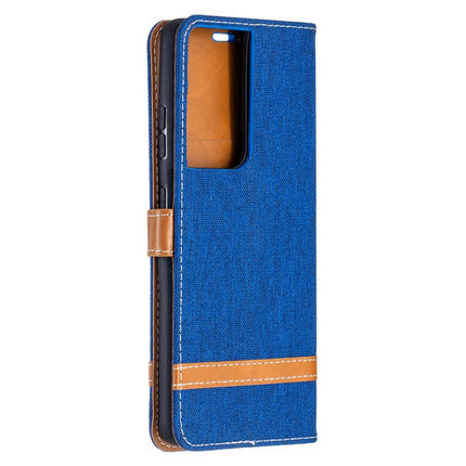 Color Matching Denim Texture Horizontal Flip Leather Case with Holder & Card Slots & Wallet & Lanyard, For Samsung Galaxy S21 Ultra 5G