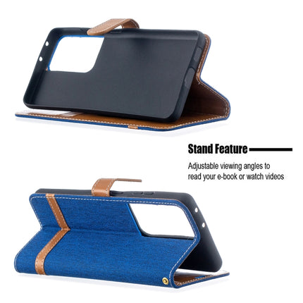 Color Matching Denim Texture Horizontal Flip Leather Case with Holder & Card Slots & Wallet & Lanyard, For Samsung Galaxy S21 Ultra 5G