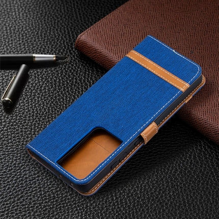 Color Matching Denim Texture Horizontal Flip Leather Case with Holder & Card Slots & Wallet & Lanyard, For Samsung Galaxy S21 Ultra 5G