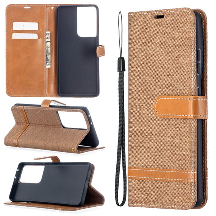Color Matching Denim Texture Horizontal Flip Leather Case with Holder & Card Slots & Wallet & Lanyard, For Samsung Galaxy S21 Ultra 5G