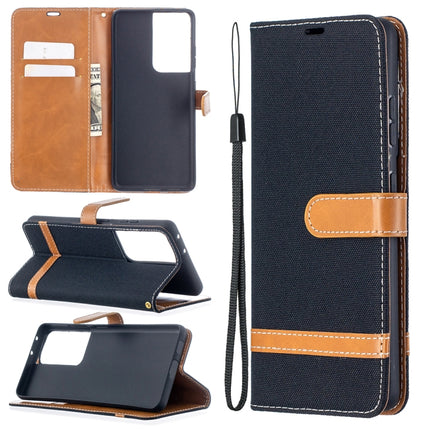 Color Matching Denim Texture Horizontal Flip Leather Case with Holder & Card Slots & Wallet & Lanyard, For Samsung Galaxy S21 Ultra 5G