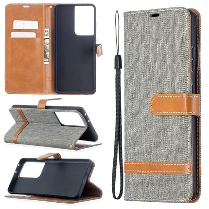 Color Matching Denim Texture Horizontal Flip Leather Case with Holder & Card Slots & Wallet & Lanyard, For Samsung Galaxy S21 Ultra 5G