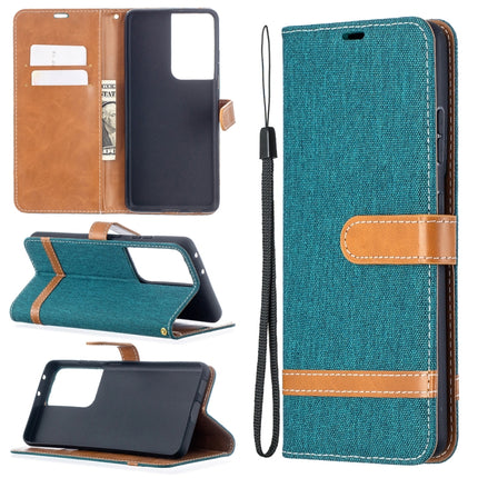 Color Matching Denim Texture Horizontal Flip Leather Case with Holder & Card Slots & Wallet & Lanyard, For Samsung Galaxy S21 Ultra 5G