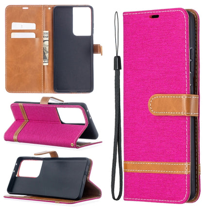 Color Matching Denim Texture Horizontal Flip Leather Case with Holder & Card Slots & Wallet & Lanyard, For Samsung Galaxy S21 Ultra 5G