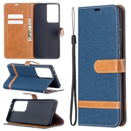 Color Matching Denim Texture Horizontal Flip Leather Case with Holder & Card Slots & Wallet & Lanyard, For Samsung Galaxy S21 Ultra 5G