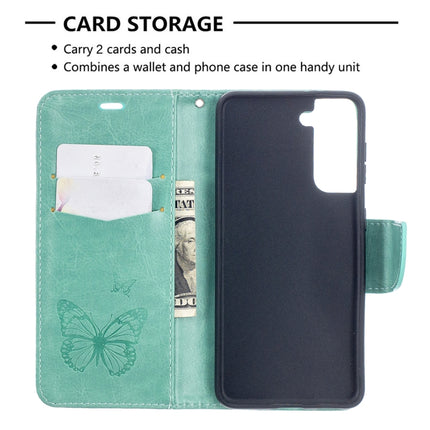 Embossing Two Butterflies Pattern Horizontal Flip PU Leather Case with Holder & Card Slot & Wallet & Lanyard, For Samsung Galaxy S21 5G, For Samsung Galaxy S21+ 5G, For Samsung Galaxy S21 Ultra 5G