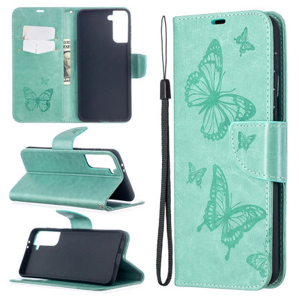 Embossing Two Butterflies Pattern Horizontal Flip PU Leather Case with Holder & Card Slot & Wallet & Lanyard, For Samsung Galaxy S21 5G, For Samsung Galaxy S21+ 5G, For Samsung Galaxy S21 Ultra 5G