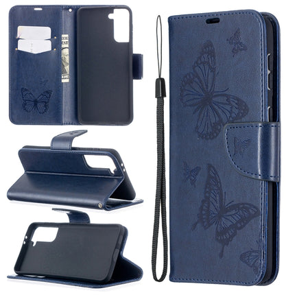 Embossing Two Butterflies Pattern Horizontal Flip PU Leather Case with Holder & Card Slot & Wallet & Lanyard, For Samsung Galaxy S21 5G, For Samsung Galaxy S21+ 5G, For Samsung Galaxy S21 Ultra 5G