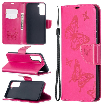Embossing Two Butterflies Pattern Horizontal Flip PU Leather Case with Holder & Card Slot & Wallet & Lanyard, For Samsung Galaxy S21 5G, For Samsung Galaxy S21+ 5G, For Samsung Galaxy S21 Ultra 5G