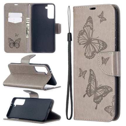Embossing Two Butterflies Pattern Horizontal Flip PU Leather Case with Holder & Card Slot & Wallet & Lanyard, For Samsung Galaxy S21 5G, For Samsung Galaxy S21+ 5G, For Samsung Galaxy S21 Ultra 5G