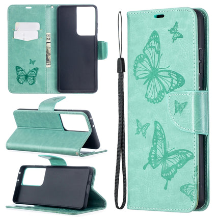 Embossing Two Butterflies Pattern Horizontal Flip PU Leather Case with Holder & Card Slot & Wallet & Lanyard, For Samsung Galaxy S21 5G, For Samsung Galaxy S21+ 5G, For Samsung Galaxy S21 Ultra 5G