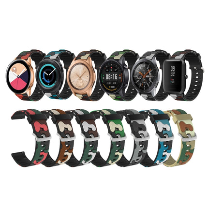 Camouflage Silicone Replacement Wrist Strap Watchband with Silver Buckle, 20mm For Amazfit Pop, 22mm For Amazfit Smart Sport Watch