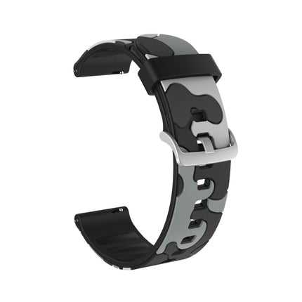 Camouflage Silicone Replacement Wrist Strap Watchband with Silver Buckle, 20mm For Amazfit Pop, 22mm For Amazfit Smart Sport Watch