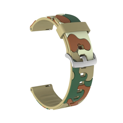 Camouflage Silicone Replacement Wrist Strap Watchband with Silver Buckle, 20mm For Fossil Mens Sport