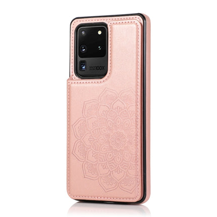 Double Buckle Mandala Pattern PU+TPU Protective Case with Card Slots & Holder & Photo Frame, For Samsung Galaxy S20 Ultra