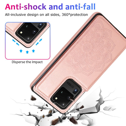 Double Buckle Mandala Pattern PU+TPU Protective Case with Card Slots & Holder & Photo Frame, For Samsung Galaxy S20 Ultra