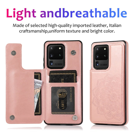 Double Buckle Mandala Pattern PU+TPU Protective Case with Card Slots & Holder & Photo Frame, For Samsung Galaxy S20 Ultra