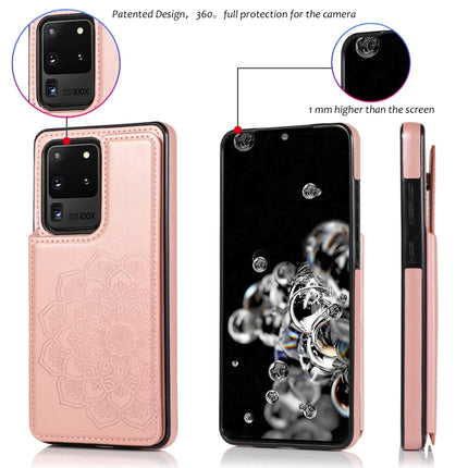 Double Buckle Mandala Pattern PU+TPU Protective Case with Card Slots & Holder & Photo Frame, For Samsung Galaxy S20 Ultra