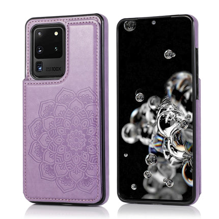 Double Buckle Mandala Pattern PU+TPU Protective Case with Card Slots & Holder & Photo Frame, For Samsung Galaxy S20 Ultra