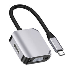 HW-6002 2 In 1 Type-C / USB-C to HDMI + VGA Adapter Converter, HW-6002