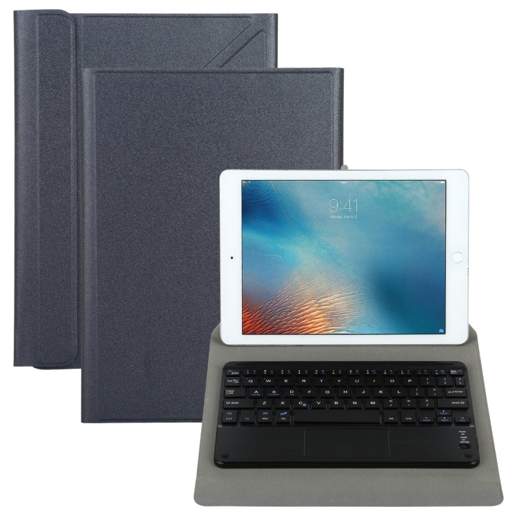 Universal Detachable Bluetooth Keyboard + Leather Case with Touchpad for iPad 9-10 inch, Black Keyboard, White Keyboard