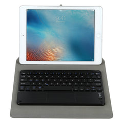 Universal Detachable Bluetooth Keyboard + Leather Case with Touchpad for iPad 9-10 inch, Black Keyboard, White Keyboard