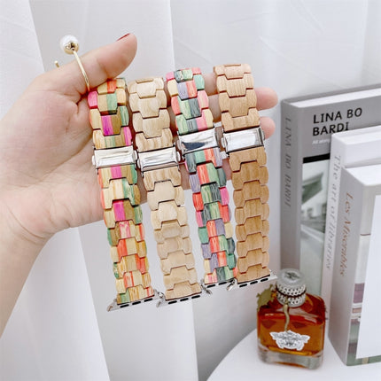 Wooden Bead Woven Watchband For Apple Watch Series 6 & SE & 5 & 4 40mm / 3 & 2 & 1 38mm, For Apple Watch Series 8&7 41mm / SE 2&6&SE&5&4 40mm / 3&2&1 38mm, For Apple Watch Series 7 41mm / 6 & SE & 5 & 4 40mm / 3 & 2 & 1 38mm