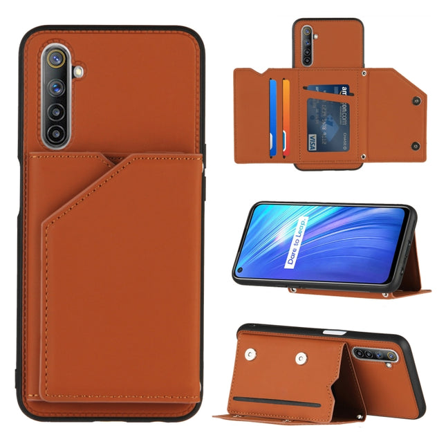 Skin Feel PU + TPU + PC Back Cover Shockproof Case with Card Slots & Holder & Photo Frame, For OPPO Realme 6, For OPPO Realme C3, For vivo Y17 & Y15 & Y12