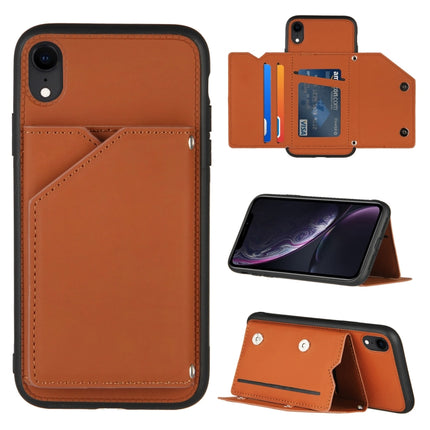Skin Feel PU + TPU + PC Back Cover Shockproof Case with Card Slots & Holder & Photo Frame, For iPhone X / XS, For iPhone XR, For iPhone XS Max, For iPhone 11 Pro, For iPhone 11