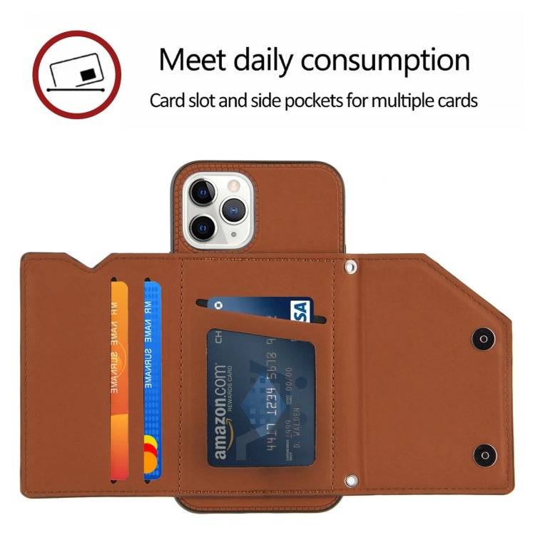 Hautfreundliche PU- + TPU- + PC-Rückseite, stoßfeste Hülle mit Kartenfächern, Halter und Bilderrahmen, für iPhone 12 mini, für iPhone 12/12 Pro, für iPhone 12 Pro Max