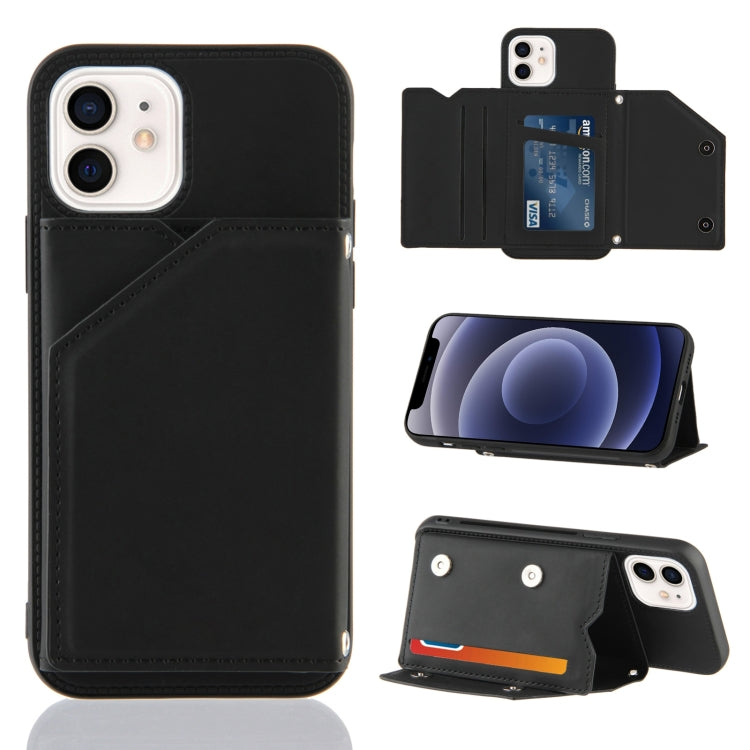 Hautfreundliche PU- + TPU- + PC-Rückseite, stoßfeste Hülle mit Kartenfächern, Halter und Bilderrahmen, für iPhone 12 mini, für iPhone 12/12 Pro, für iPhone 12 Pro Max