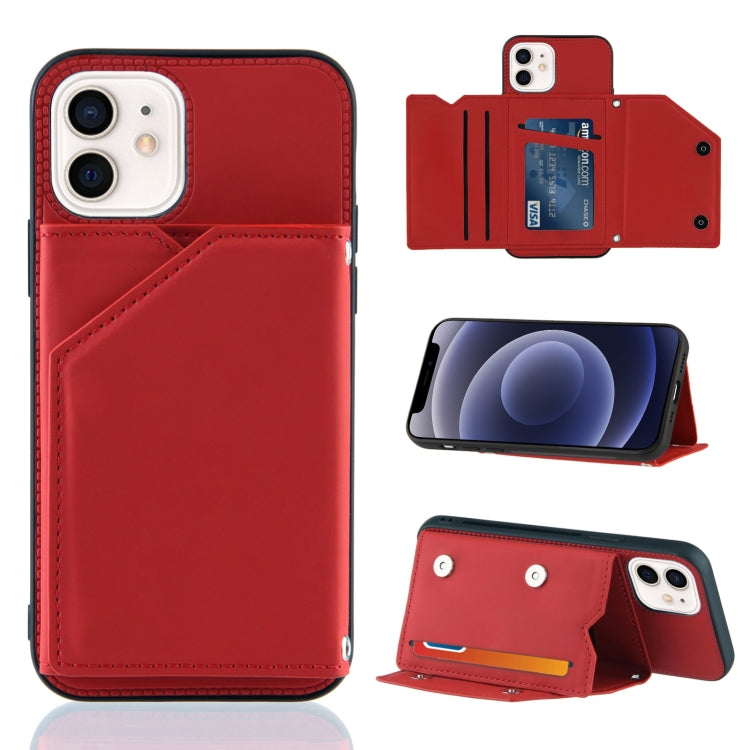 Hautfreundliche PU- + TPU- + PC-Rückseite, stoßfeste Hülle mit Kartenfächern, Halter und Bilderrahmen, für iPhone 12 mini, für iPhone 12/12 Pro, für iPhone 12 Pro Max