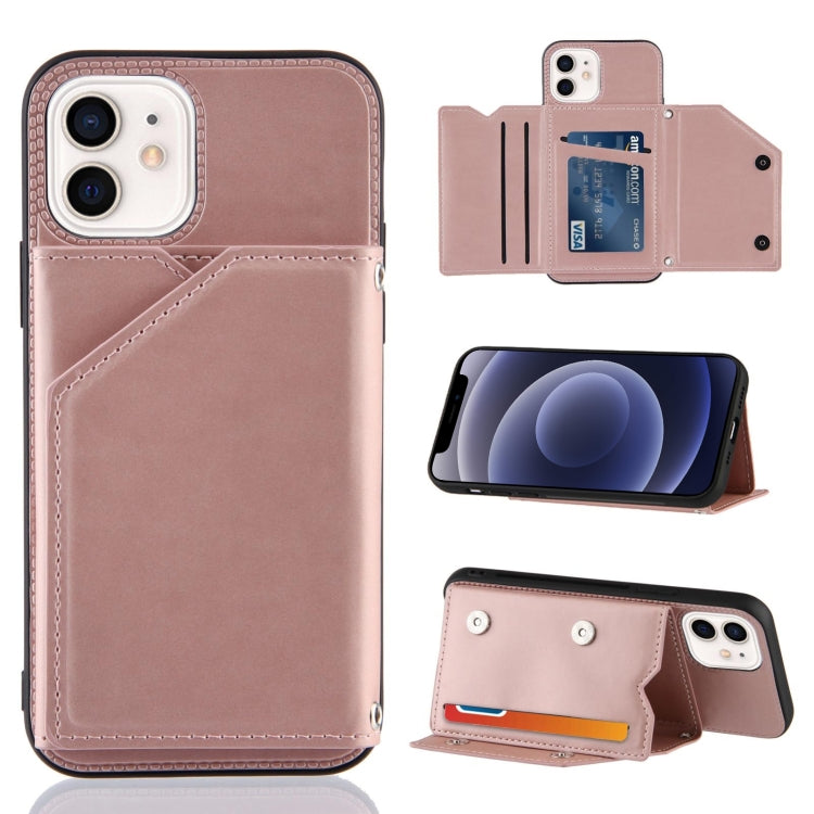 Hautfreundliche PU- + TPU- + PC-Rückseite, stoßfeste Hülle mit Kartenfächern, Halter und Bilderrahmen, für iPhone 12 mini, für iPhone 12/12 Pro, für iPhone 12 Pro Max