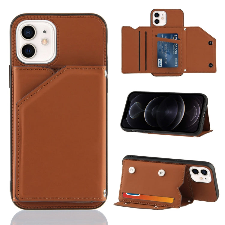 Hautfreundliche PU- + TPU- + PC-Rückseite, stoßfeste Hülle mit Kartenfächern, Halter und Bilderrahmen, für iPhone 12 mini, für iPhone 12/12 Pro, für iPhone 12 Pro Max