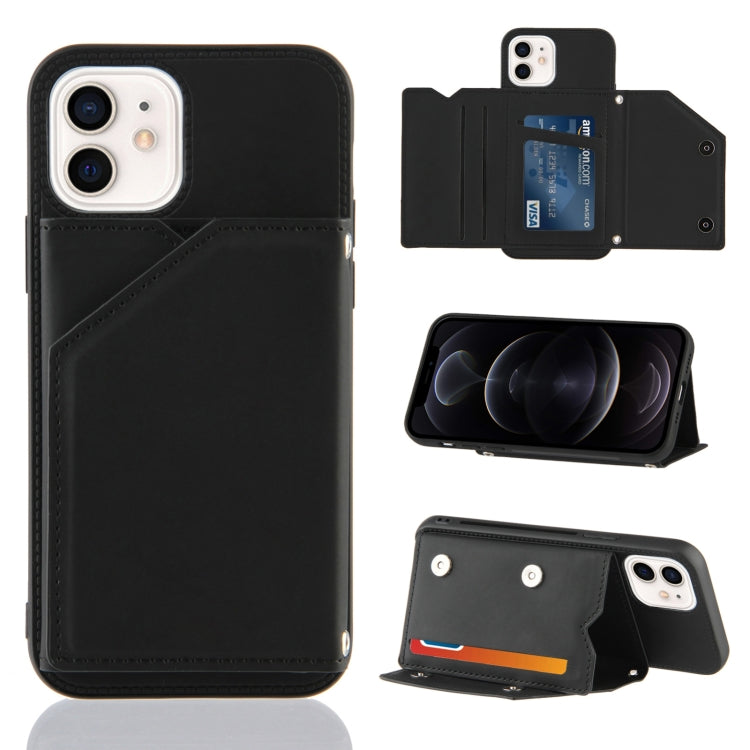 Hautfreundliche PU- + TPU- + PC-Rückseite, stoßfeste Hülle mit Kartenfächern, Halter und Bilderrahmen, für iPhone 12 mini, für iPhone 12/12 Pro, für iPhone 12 Pro Max